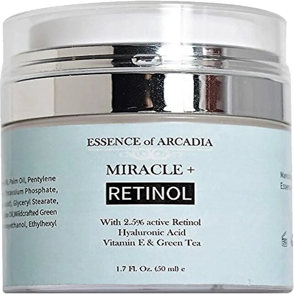 Retinol Moisturizer Cream 2.5% for Face & Eye Area - Anti-Aging Formula with Hyaluronic Acid, Vitamin E, Green Tea - 1.7 Fl Oz