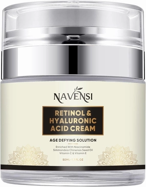 Retinol, Collagen & Hyaluronic Acid Cream – Anti-Aging, Acne Removal & Hydrating Moisturizer for Wrinkles, Fine Lines & Dark Spots – Lightweight, Fast-Absorbing Face Cream for All Skin Types