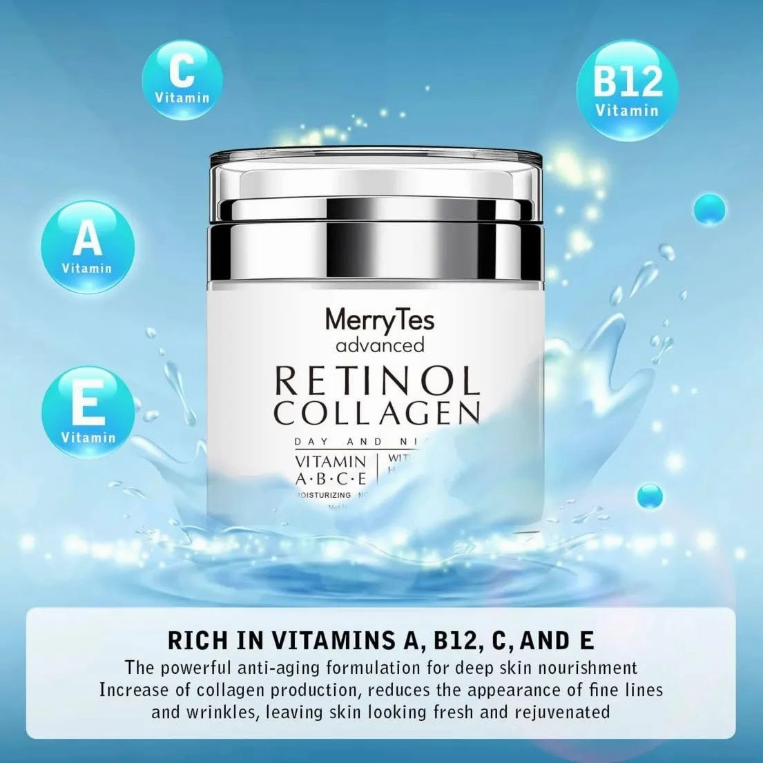 Retinol Collagen Cream for Wrinkles: Face, Neck | Collagen Cream for Tightening Skin | Anti Aging Facial Moisturizer Day and Night for Women and Men | 1.7 Fl OZ