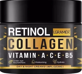 Retinol Collagen Night Cream with Vitamins A, C, E, B5, Anti-Aging Face Moisturizer, 1.05 FL OZ