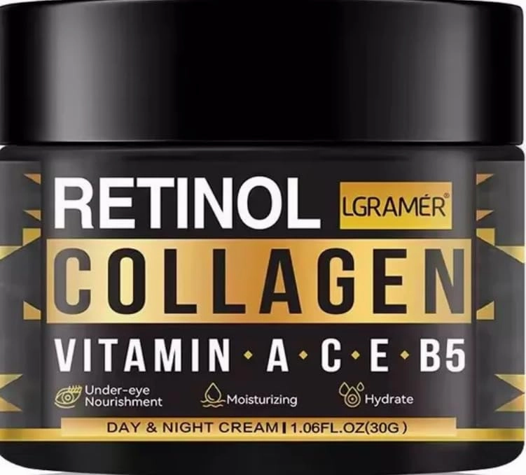 Retinol Collagen Night Cream with Vitamins A, C, E, B5, Anti-Aging Face Moisturizer, 1.05 FL OZ