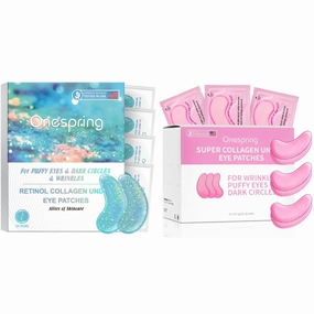 Retinol Eye Gel Pads 24 Pairs & Rose Eye Mask 30 Pairs, Collagen Under Eye Patches for Puffy Eyes, Wrinkles, Dark Circles, Anti Aging & Face Moisturizer