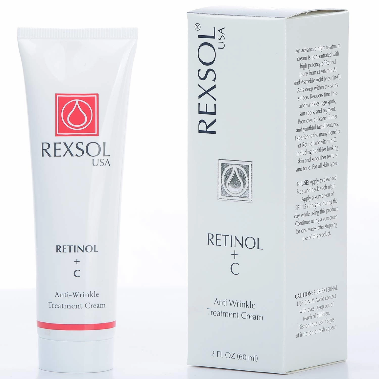 REXSOL Retinol   Vitamin C Anti-Aging Cream | Effective Night Face Care & Dark Spot Remover | Anti-Aging Neck Cream & Wrinkle Cream That Truly Works | Infused with Vitamin E, A - 2 OZ