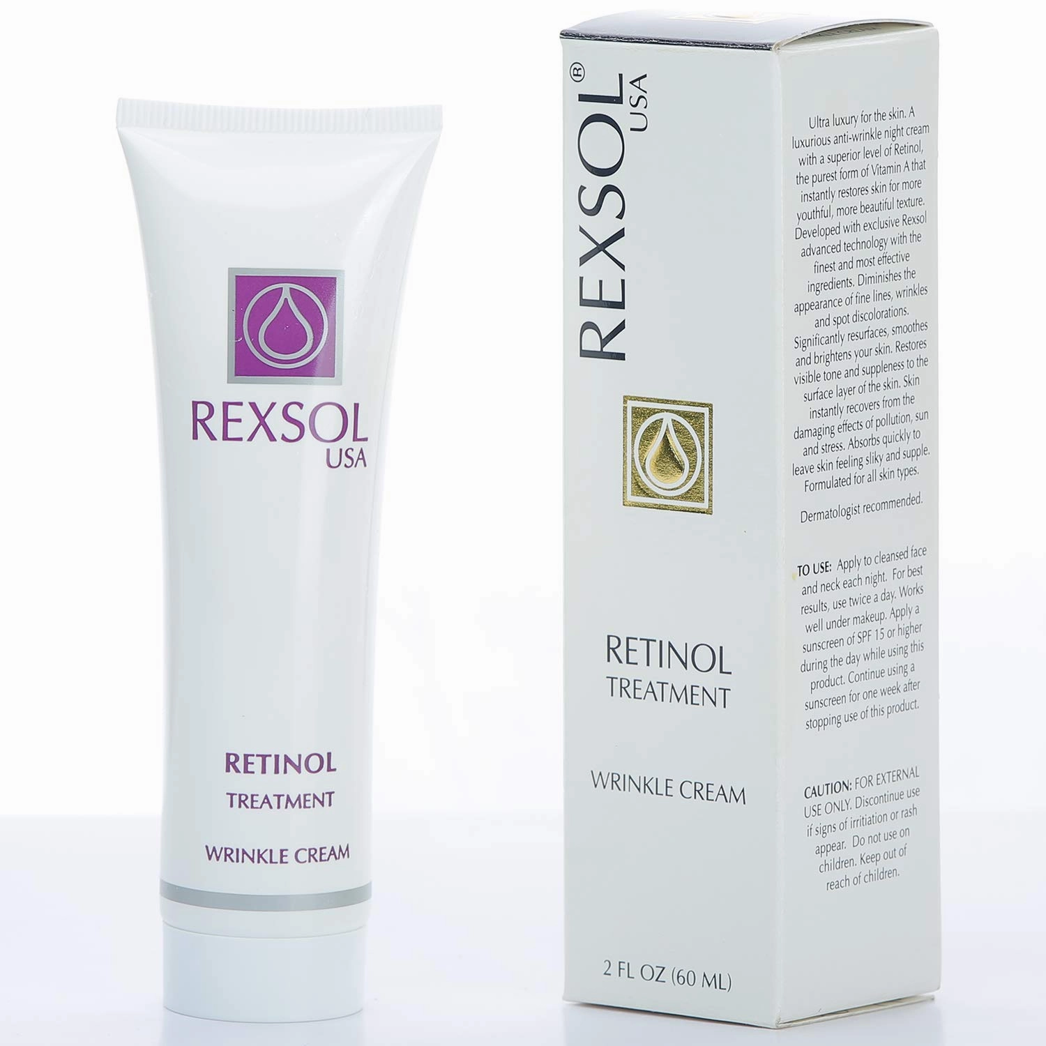 REXSOL Retinol Treatment Wrinkle Cream | Best Moisturizer for face, Anti aging eye cream, Acne treatment & Acne scar treatment | with Vitamin E | Best wrinkle cream for women & ago spot remover, 2 OZ