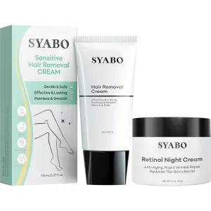 Sensitive Skin Hair Removal Cream with Anti-Wrinkle Night Cream, Sensitive Formula Depilatory Cream and Retinol Facial Night Cream, Daily Anti-Aging Face Moisturizer for Man and Woman
