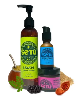 Setú® Night Routine for Men | 3-Step Skincare Set | Cleanser, Moisturizer with Retinol & Eye Cream | Helps Hydrate, Nourish & Revitalize Skin Overnight | Latino Ingredients