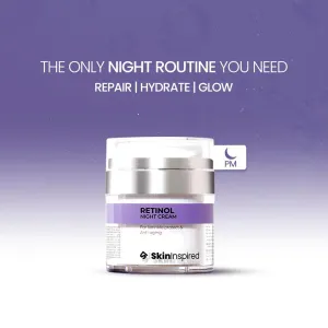 Skin 'Inspired Retinol Night Cream For Wrinkles & Anti-Aging | Lightweight Cream for Age Spots, Fine Lines and Wrinkles | Anti Aging Cream For Women & Men | For All Skin Types | 50 G
