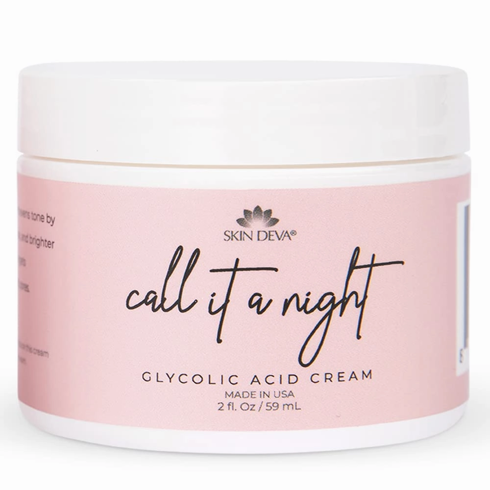 Skin Deva Glycolic Acid Cream Exfoliates Skin During Sleep - Brightens, Corrects Dark Spots & Shadows, Evens Skin Tone, Reduces Pores. Natural Glycolic, Kojic, Salicylic Acid, Niacinamide, Retinol, Arbutin