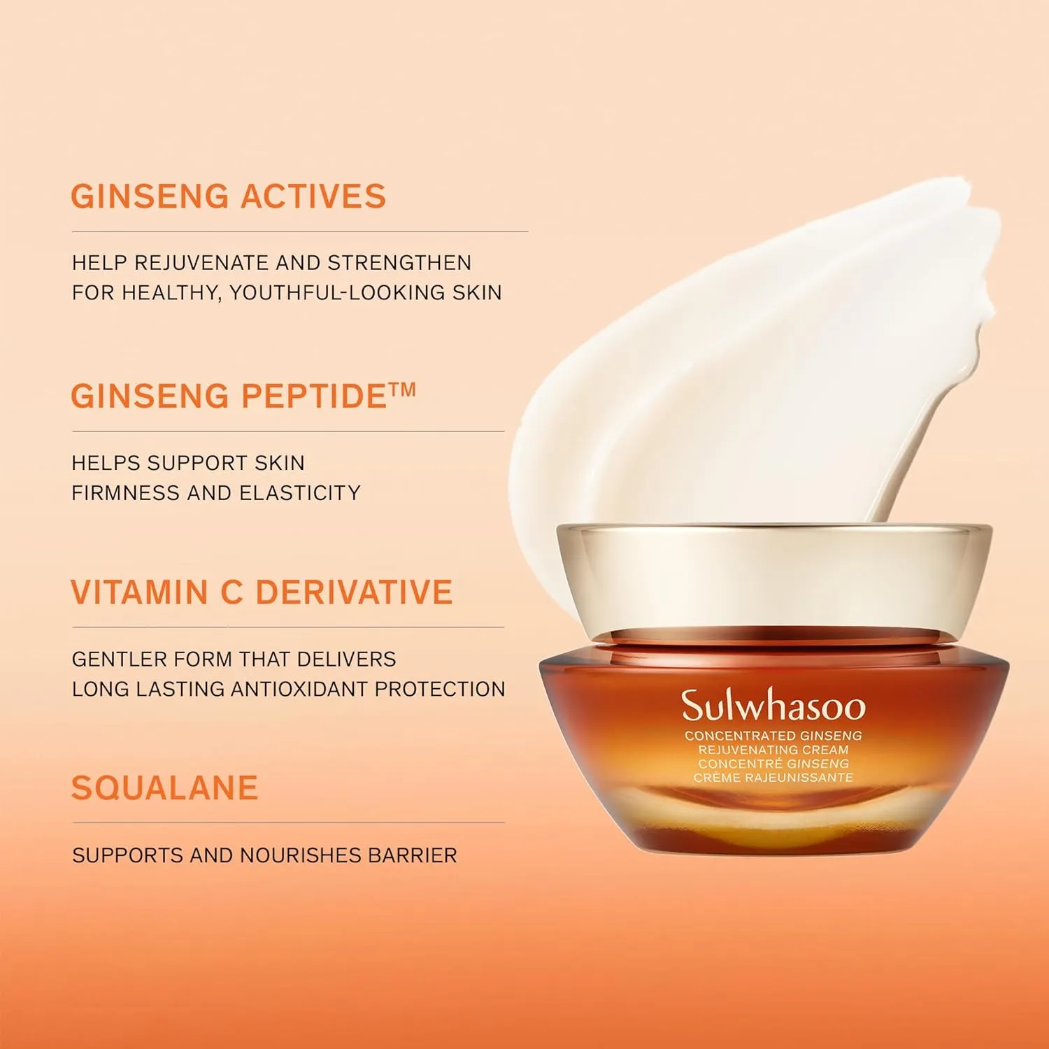 Sulwhasoo Concentrated Ginseng Rejuvenating Cream- Korean Ginseng & Peptide Anti-Aging Moisturizer with Vitamin C Derivative & Squalane for Wrinkles & Deep Hydration (Packaging May Vary)