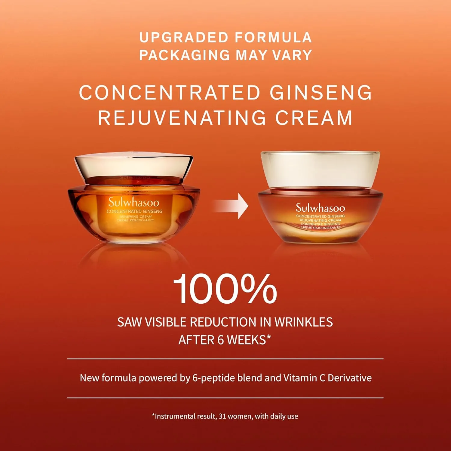 Sulwhasoo Concentrated Ginseng Rejuvenating Cream- Korean Ginseng & Peptide Anti-Aging Moisturizer with Vitamin C Derivative & Squalane for Wrinkles & Deep Hydration (Packaging May Vary)