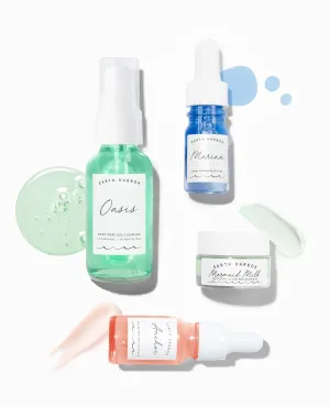Sunrise to Sunset Mini Skincare Set - Vegan 4-Step Kit with Cleanser, Bio-Retinol Serum, Brightening Ampoule, and Glow Moisturizer