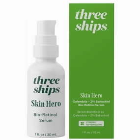Three Ships SkinHero Bio Retinol Serum with Calendula   2% Bakuchiol- Reduces Appearance of Fine Lines and Breakouts, Supports Skin Firmness (1 floz)