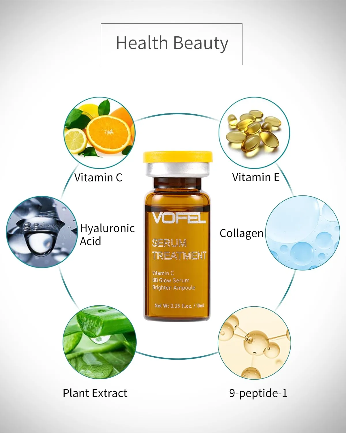 Vitamin C Serum for Face Hyaluronic Acid Serum Anti Aging Moisturizer 0.35 oz 4 Vials Facial Serums BB Glow Starter Kit (4pc new vc kit)