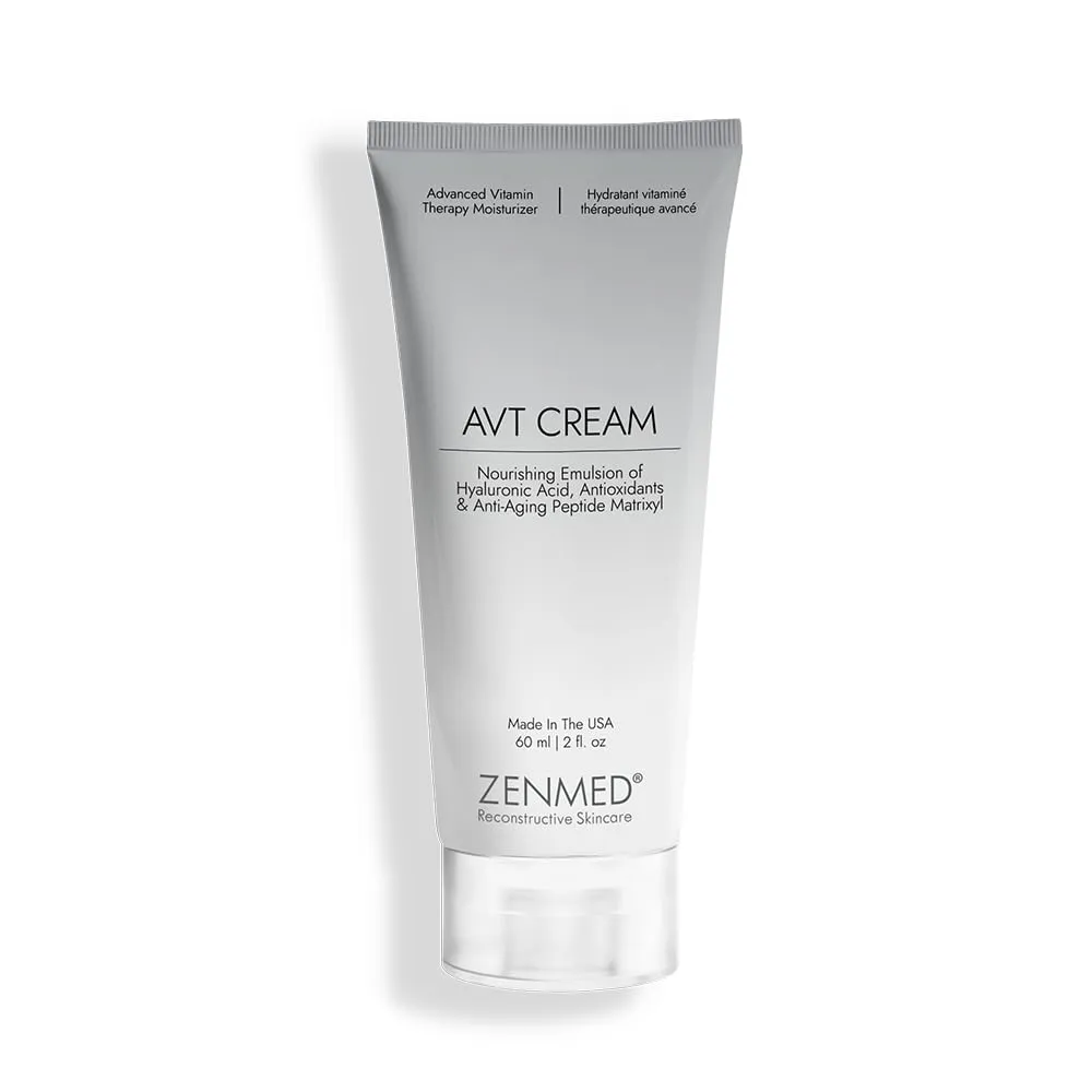 ZENMED AVT Cream - 2 oz. Repairing Moisturizer for Rosacea Sufferers Dry Damaged & Troubled Skin With Healing Oils Hyaluronic Acid Vitamins & Peptide Matrixyl